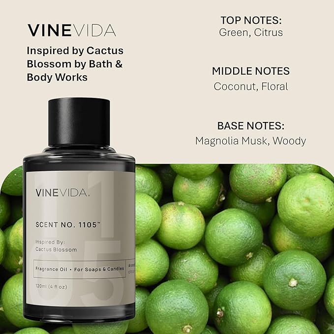 VINEVIDA [4oz] Cactus Blossom Fragrance Oil for Candle Making and Soap Making - Premium Candle Scents for Soy Candles
