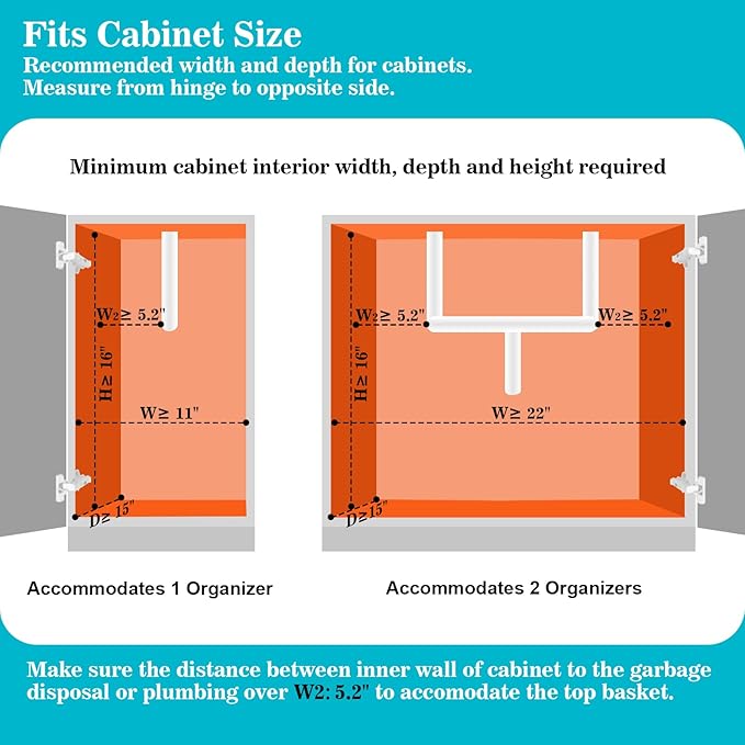 REALINN Under Sink Organizer, L-Shaped 2 Tier Pull Out Cabinet Organizer for Kitchen and Bathroom, Slide Out Under Cabinet Storage, Metal Under Sink Storage with Sliding Drawer, 50 lbs, Black 2 Pack