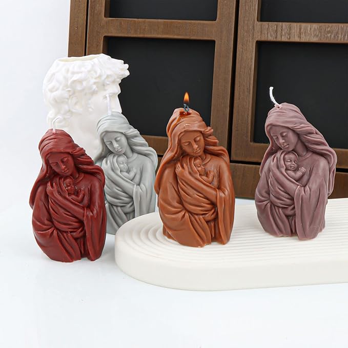 Virgin Mary Candle Mold, Silicone Mold for Religious Candle Making, Nativity Scene Candle Mold for Home Décor and Crafting
