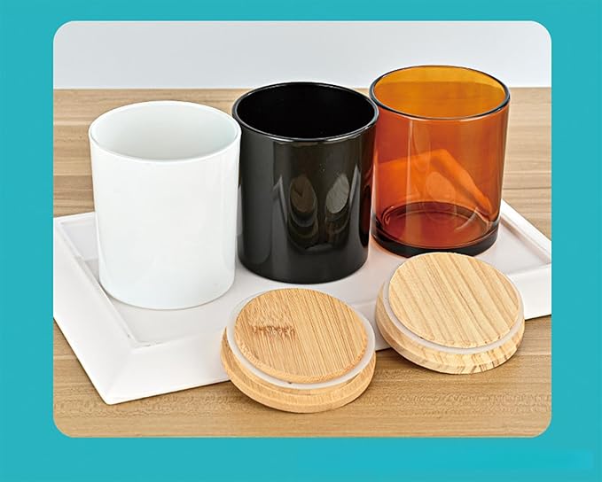 Candle Jars for Making Candles - Candle Making Kit & Supplies - Glass Jars with Lids - Candle Containers - Glass Candle Jars - Decorative Aesthetic Colored Frosted Glass Candle Cups with Wooden Lids