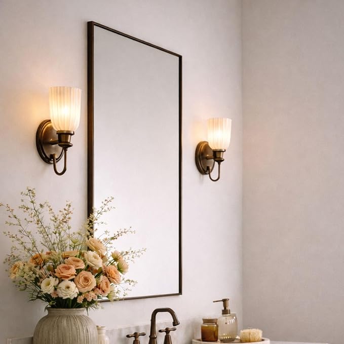 TEHOME Oil Rubbed Bronze Bathroom Vanity Mirror with Squared Corners, 24x40'' Dark Bronze Rectangle Stainless Steel Metal Framed Mirror for Bathroom