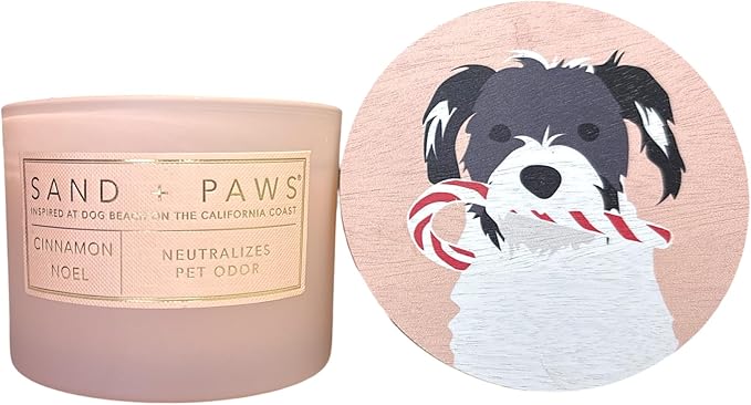 Sand + Paw Scented Candle - Cinnamon Noel – Additional Scents and Sizes – 100% Cotton Lead-Free Wick - Luxury Air Freshening Jar Candles - Perfect Home Decor – 12oz