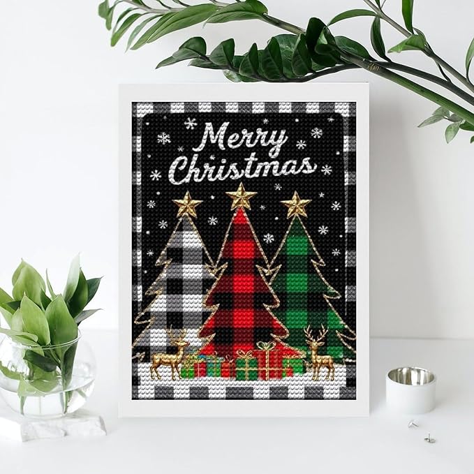 AIVKIEJK Diamond Painting Kits for Adults - Merry Christmas Tree Holiday Painting DIY 5D Full Drill Diamond Dots Paintings with Diamonds Gem Art and Crafts Home Decor 12"x16"