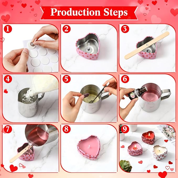 VioraWhite Mother's Day Making Candle Kit Gift Set DIY Soy Wax Candle Kit Mother's Candles Making Supplies for with Essential Oils & Dried Flower for Mothers Day Adults Beginners Romantic Gift