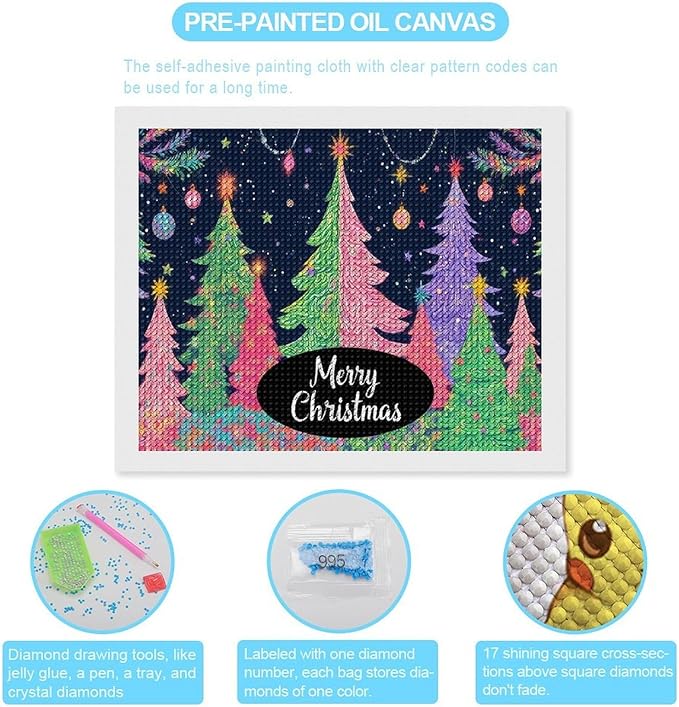 AIVKIEJK Diamond Painting Kits for Adults - Colorful Christmas Tree Painting DIY 5D Full Drill Diamond Dots Paintings with Diamonds Gem Art and Crafts Home Decor 16"x20"
