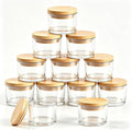 GLATABAM 4 OZ Candle Jars 12 Pack - Bulk Glass Candle Making Jars with Bamboo Lids & Labels, Heat Resistant Empty Reusable Candle Vessel for Containers(Clear)
