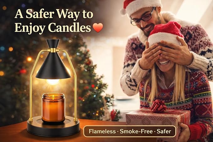 MIGHTY T Candle Warmer Lamp with Timer & Dimmer – Flameless Candle Lamp for Jar Candles – Adjustable Brightness – Safe Home Fragrance Warmer for Bedroom & Living Room