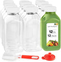 Juice Bottles with Caps for Juicing & Smoothies, Reusable Clear Empty Plastic Bottles with Caps, 12 Ounce Drink Containers for Mini Fridge, Juicer Shots, Small Water Bottles Bulk 12 oz (12 Pack)