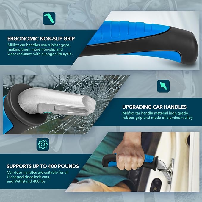 Car Door Handle for Elderly Car Handle Assist Support, Portable Auto Grab Handles for Handicap Seniors, Black and Blue