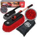 Car Duster Exterior Scratch Free,Car Dust Brush with Extendable Telescoping Handle to Remove Dust Pollen,Duster for Car,Truck,RV and Motorcycle,Large Auto Mop Duster Head, Wax Cotton Hair