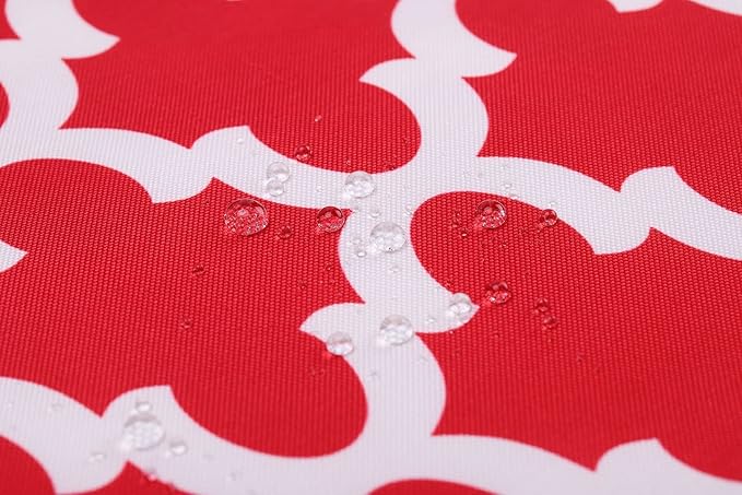 Mybecca Canvas Oxford Fabric Marine Waterproof Outdoor Awning 600 Moroccan Ogee Pattern Red/White (Cut Separate by Yard for Prime Orders-1 Yard) (60"x36")