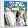 Mattress Vacuum Bag for Moving, Vacuum Seal Mattress Bag for Memory Foam or Inner Spring Mattresses, Compression and Storage for Returns, Leakproof Valve and Double Zip Seal (Cal-King)