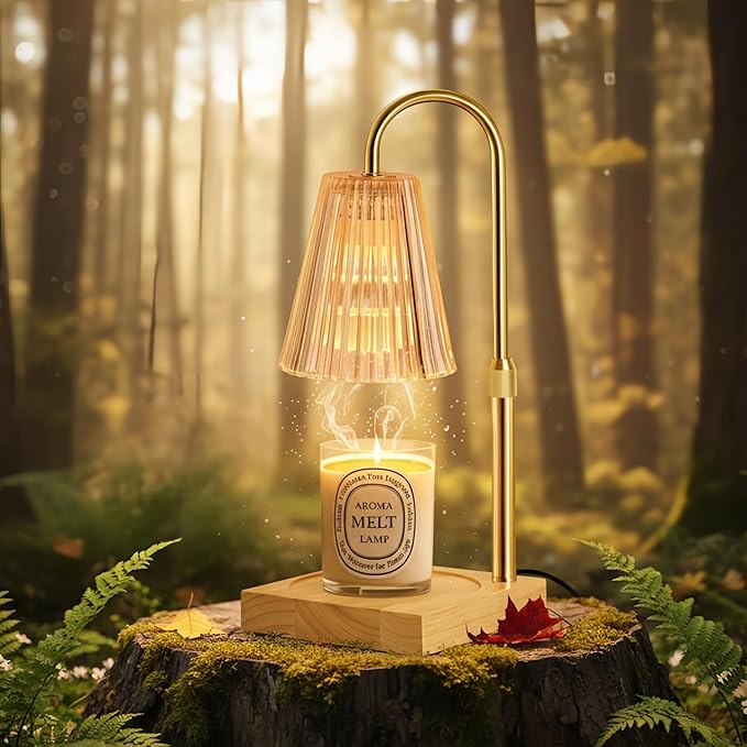Dimmable Candle Warmer Lamp with Timer Electric Decor Candle Warmer for House Warming Candle Light for Jar Candles Wax Melt Warmer Presents for Women Mom Birthday Festival (Gold)