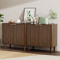 IKALIFE Sideboard Buffet Cabinet with Storage, Modern Fluted Accent Credenza with Doors & Adjustable Shelves, Wood Coffee Bar Console Table for Living Room, Dining Room, Entryway 31.5"(2pcs) Walnut