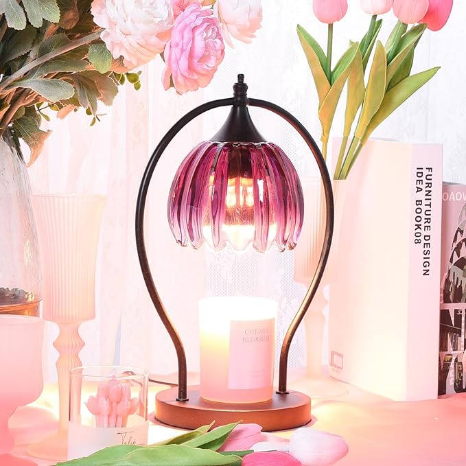 GOODBUY Candle Warmer Lamp, Dimmable Candle Warmer with Timer, Vintage Candles Wax Warmers for Jar Candles Birthday Gifts for Women, Mom, Home Decor for Bedroom Living Room, Purple Black