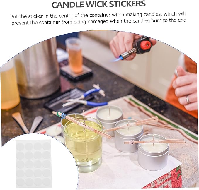 20pcs Double Sided Adhesive Candle Wick Stickers for Candle Making Essential Wick Dot Adhesive for Crafting