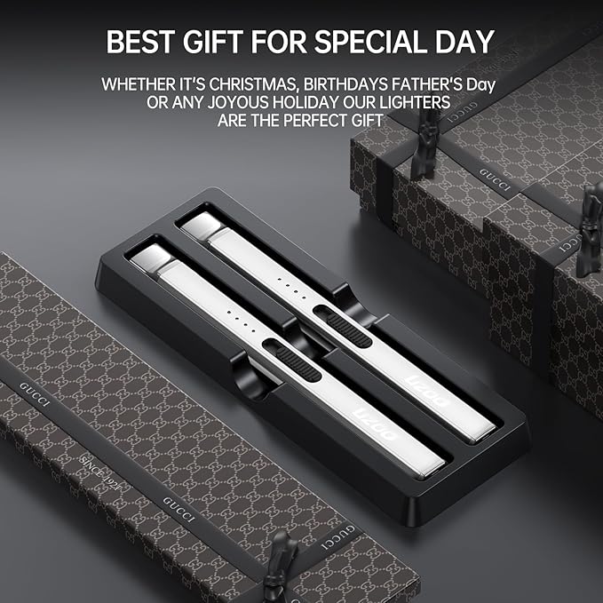 2 PCS Electric Lighter, Rechargeable Arc Lighter, 360° Flexible Neck Flameless Grill Long Lighters for Candle Aromatherapy Camping BBQ Gas Stoves-Silver