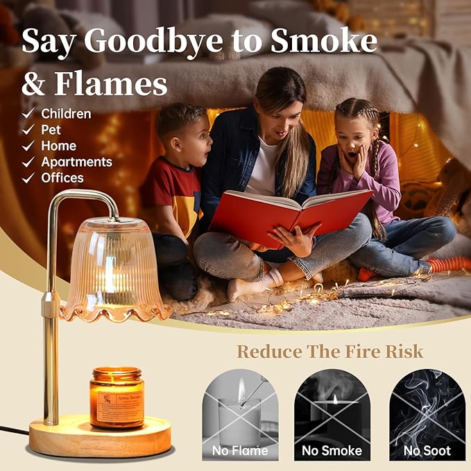 Candle Warmer Lamp with Timer Dimmable, Adjustable Height, House Warming Gifts New Home Decor, Mothers Day Birthday Gifts for Mom Women, Bedroom Decor with 2 Bulbs (Gifts for Women)