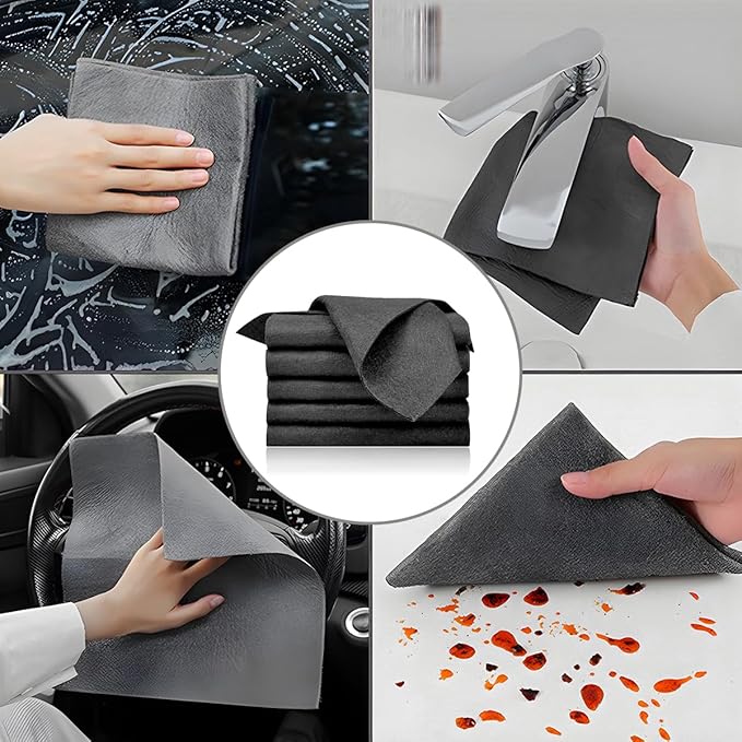 10PCS Thickened Magic Cleaning Cloth, 10"×8" Microfiber Cleaning Cloth Streak Free Polishing Towel, Reusable Lint Free Cleaning Rags for Car Mirror Glass Window TV Screen