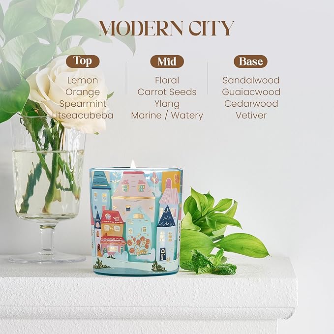 M&SENSE New York City Scent Soy Wax Aesthetic Candle - 10.2 oz | Natural Fragrance for Home& Book Candles | for Housewarming, Hostess Gifts&Home Deor,Thank You Gifts