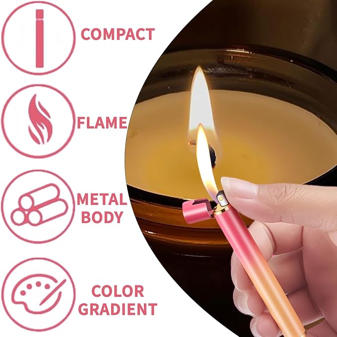 WEQTETJU Unique Cute Pink Gradient Mini Lighter, Creative Wheel Design, Refillable Butane Lighter for Fireplace, Candle, Camping, BBQ (No Butane Fuel) (08)