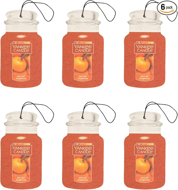 Yankee Candle Paper Car Jar, Spiced Pumpkin (Pack of 6)