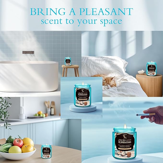 Coconut Odor Eliminating Candles, Pet Scented Candles for Home, Single Wick Soy Candle Gifts for Women, Men, Ideal for Creating Relaxing Atmosphere, Over 50 Hours of Burn Time