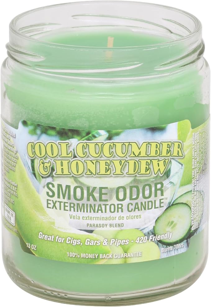 Smoke Odor Exterminator Candle, 13oz jar, Cool Cucumber & Honeydew
