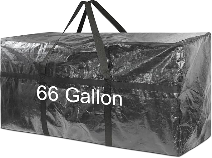Demao 66 Gallon Extra Large Moving Bag，Black Heavy Duty Storage Bag with 2-Way Zipper&Full Surround Handle,Waterproof & Dustproof Totes for Storage,Moving & Travel -1 Pack