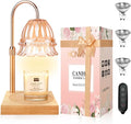 Flower Candle Warmer Lamp Adjustable Height, Candle Warmer Light with Timer & Dimmer, Compatible with Jar Scented Candles, Wax Melt Warmer with 3 Bulbs for Home Decor
