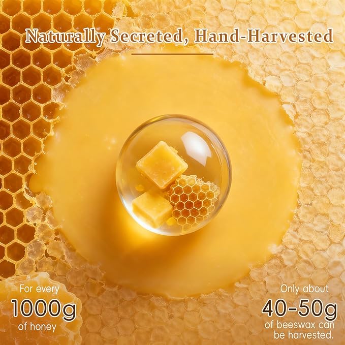 3-Wick Beeswax Candles in Jar, Natural Beeswax Candles in Amber Glass for Air Purification, Honey Aroma Jar Candle for Home Scented Decor, Gift for Women & Men, Fragrance Free, Paraffin Free