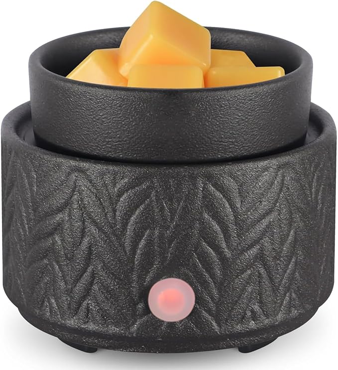 Ceramic Wax Melt Warmer, Fragrance Wax Warmer 4-in-1 Electric Candle Wax Melter and Wax Cubes for Home Office Bedroom Aromatherapy Essential Oil Burner is Birthday Gifts for Women Mom Girl(Black)