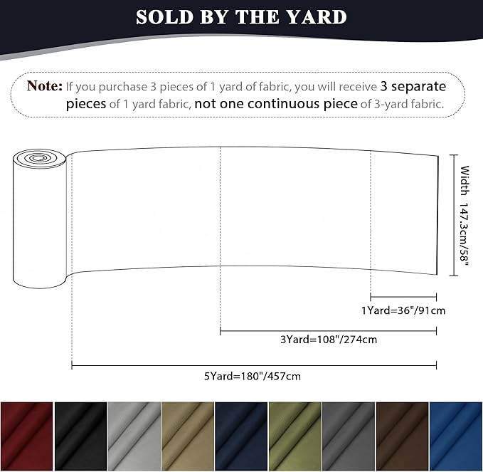 Foreate Waterproof Canvas Fabric by The Yard 600D Fade & UV Resistant Indoor Outdoor Oxford Fabric 58” W Upholstery Polyester Material for Patio Chairs Tent Camping DIY, 3 Yard Navy Blue