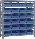 Quantum Storage Systems 1839-108BL Steel Shelving Unit with 4" Shelf Bins, 18" D x 36" W x 39" H, Blue