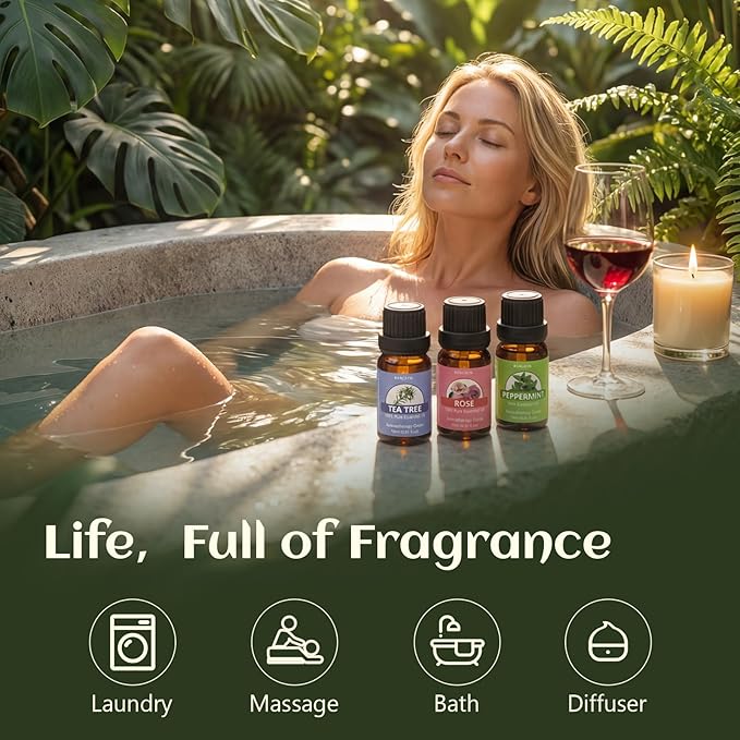 SACATR Essential Oil Set - Perfect for Diffuser, Massage, Soap, Candle, Bath Bombs Making, 60x10ml(0.33fl.oz)