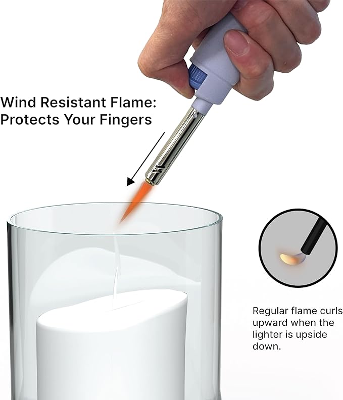 MK Candle Lighter, Butane Refillable Wind-Resistant Flame, 4-Pack for BBQ, Camping, Outdoor Use (NBR-6PC)