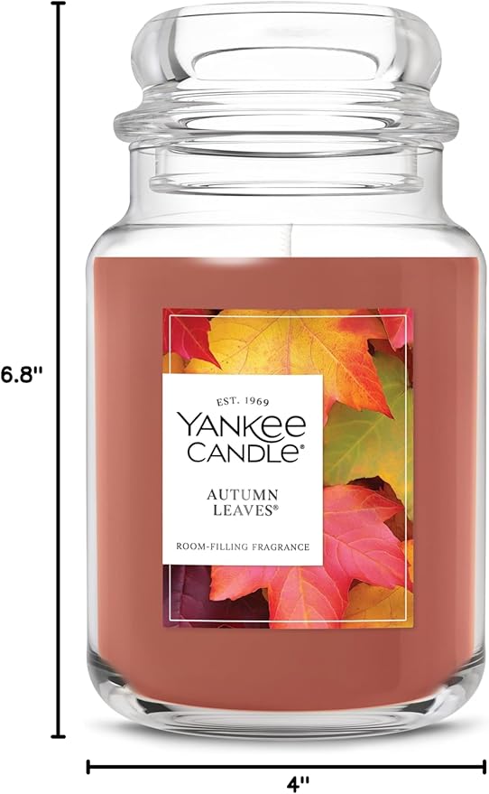 Yankee Candle Autumn Leaves, Scented Candle, 22oz Large Jar, Up to 150 Hour Burn Time, Giftable