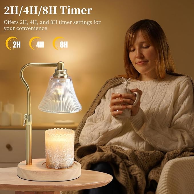 Dialan's Candle Warmer Lamp with Timer - Electric Candle Warmer Lamp with Height Adjustment and Dimmer for Warming Scented Wax, Home Décor and House Warming Birthday Gifts for Women Mom