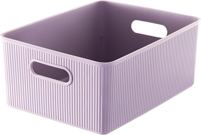 Superio Decorative Plastic Basket Open Home Storage Bins Organizer Baskets, Large (8 Pack) Container Boxes for Organizing Closet Storage Bins for Shelves Drawer Shelf, 15 Liter