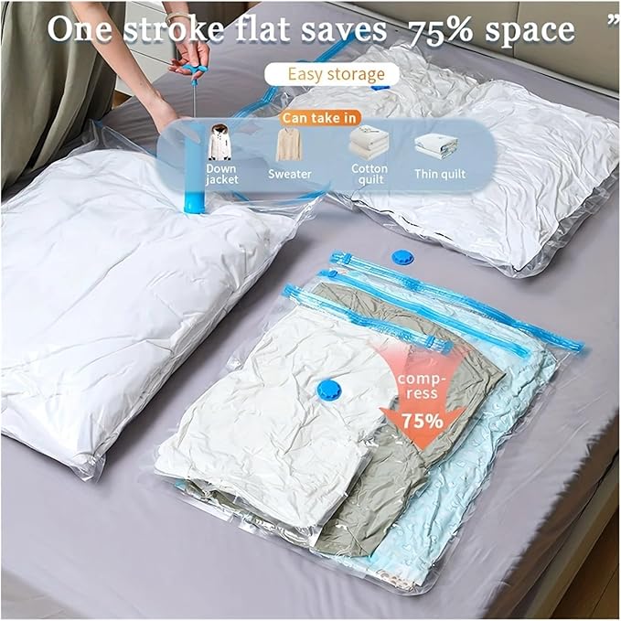 85% Space Saver Vacuum Bags 8 Pcs - Giant + Sealer
