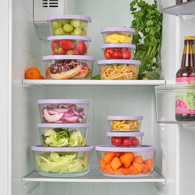 DURA LIVING 16-Piece Glass Food Storage Containers Set (8 Containers + 8 BPA-Free Lids) | 1-Cup, Leakproof | Microwave, Freezer, Oven & Dishwasher Safe | Ideal for Meal Prep & Pantry Organization
