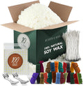 Hearth & Harbor Natural Soy Wax and DIY Candle Making Supplies - 10 Lbs Soy Candle Wax Flakes, 24 Candle Wax Dye Blocks, 100 Cotton Wicks, and 2 Metal Centering Device