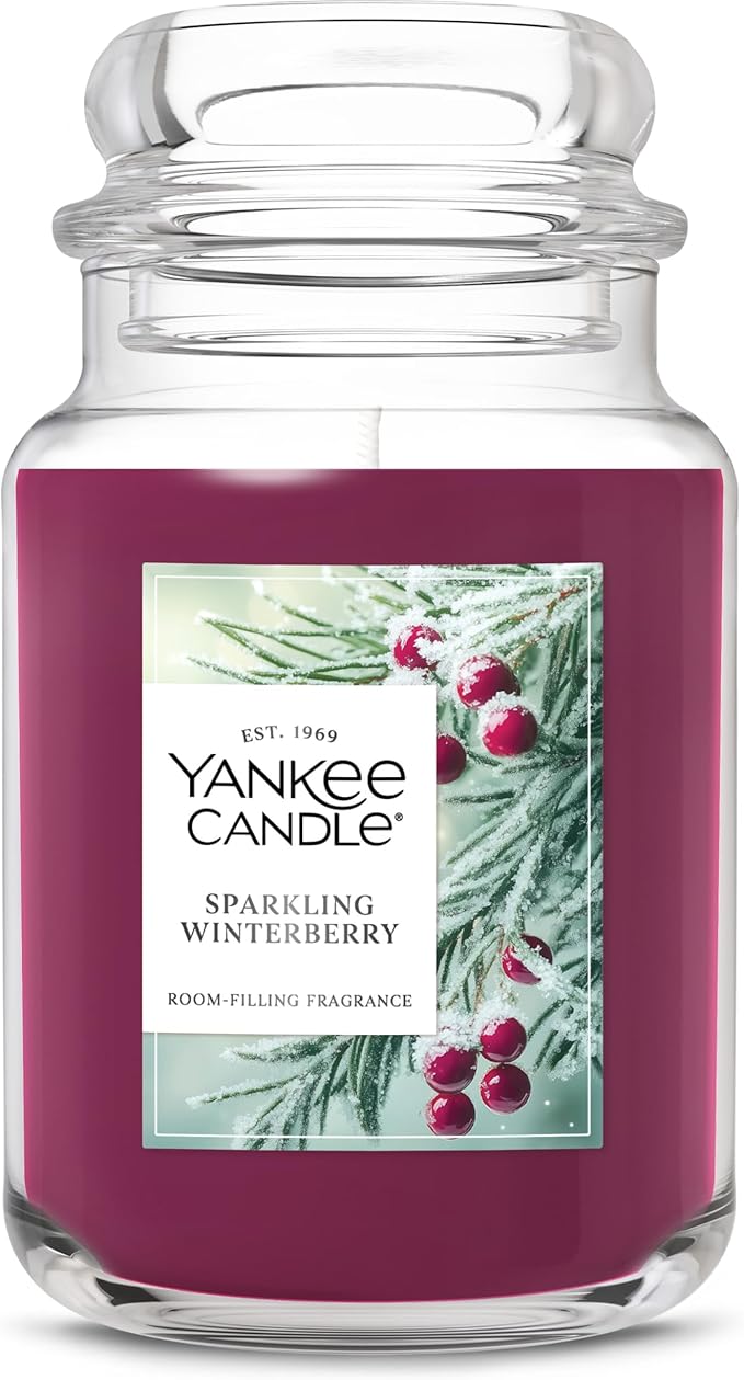 Yankee Candle Sparkling Winterberry Scented Candle, 22oz Large Jar, up to 150 Hour Burn Time, Giftable