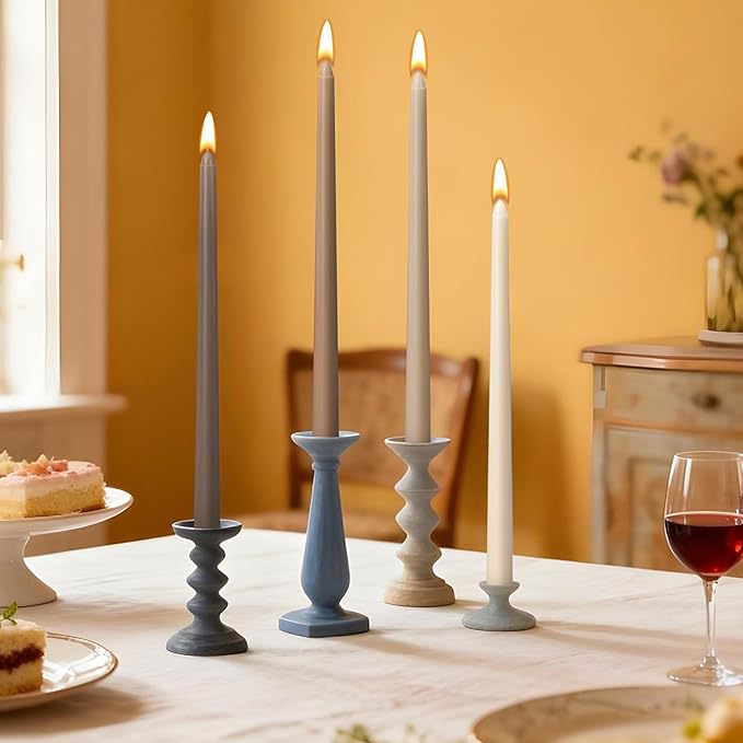 Viyffo Taper Candles, 12 Inch, 4 Pack, Brown – Unscented, Smokeless Design, Up to 8-Hour Burn – Tall Candlesticks for Table Decor, Weddings & Dinners