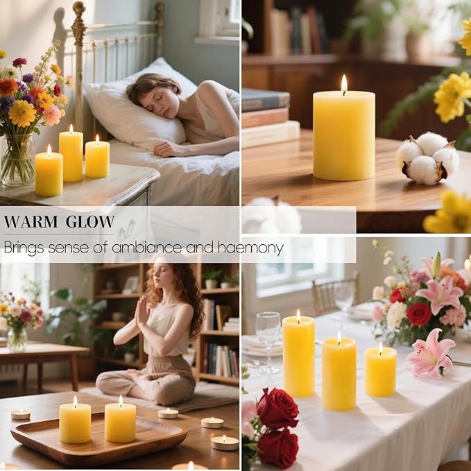 8 Packs Natural Beeswax Pillar Candles, 2x3in Organic Pillar Candles-256 Hours Beeswax Emergency Candles Long Burning Time Smokeless Dripless Bees Wax Candle for Home Paryer Relax
