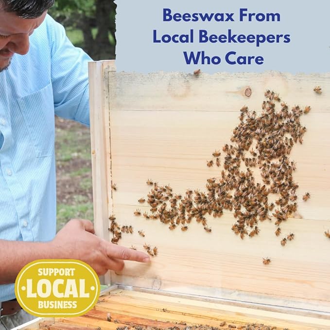 The Beeswax Co Pure Texas Beeswax Block - Ultra Clean - Naturally Filtered & Honey Scented - Premium Food Grade Yellow Beeswax for Candles, Butcher Blocks, Etc - Organic Bees Wax Bars - 1lb