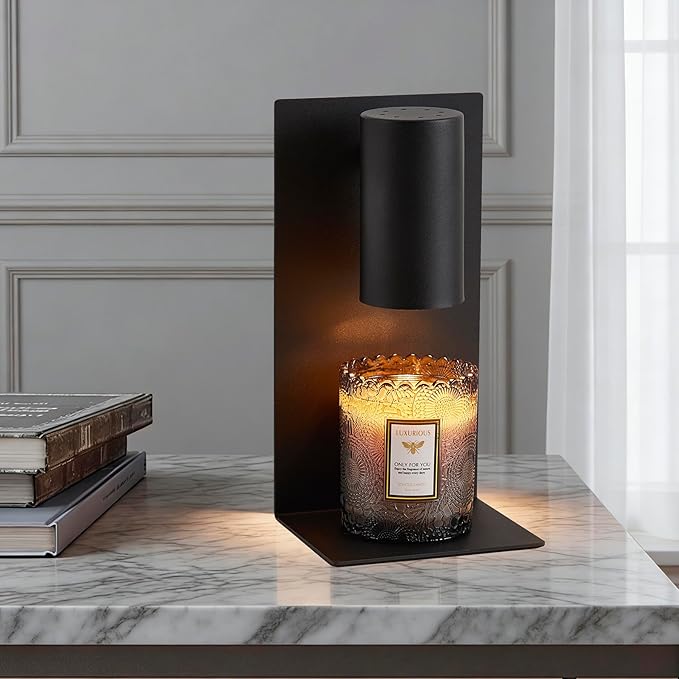Black L-Shape Candle Warmer Lamp with Timer Dimmable, New Home Decor for Bedroom, Office, Modern Living Room, Christmas Birthday New Year Gift for Women Man