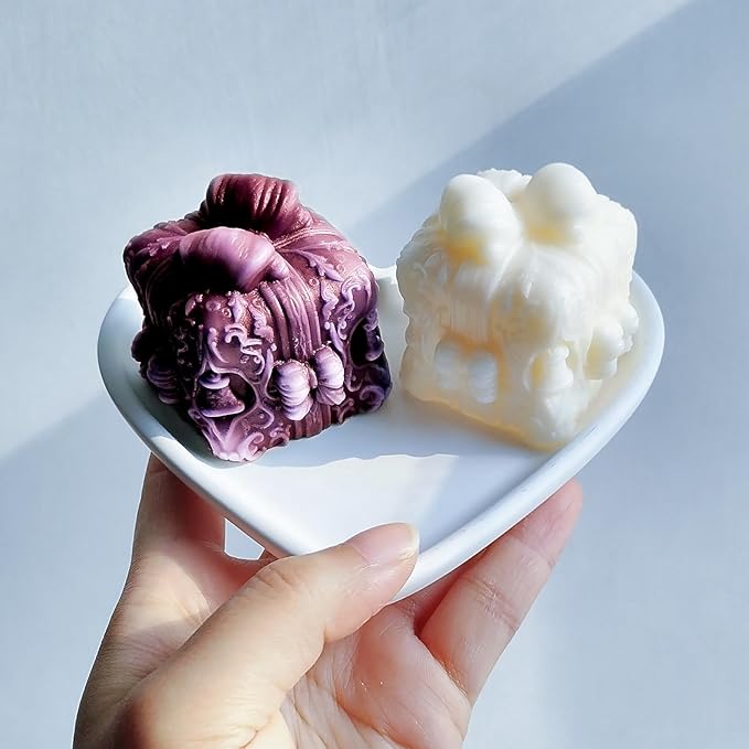 Wehous 2PCS Gift Box Candle Molds, Delicate Christmas Bell Embossed Silicone Molds for Candle Soap Wax Epoxy Resin, Holiday Fondant Chocolate Cake Dessert Mold, Christmas Ornament Art Craft Mold