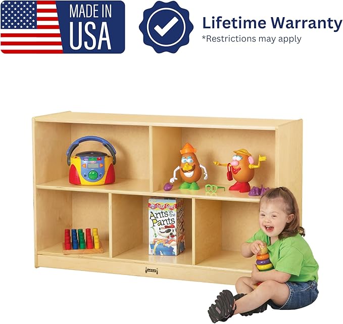 Jonti-Craft Low Single Mobile Storage Unit Shelves, 29.5 x 48 x 15 in,Yellow