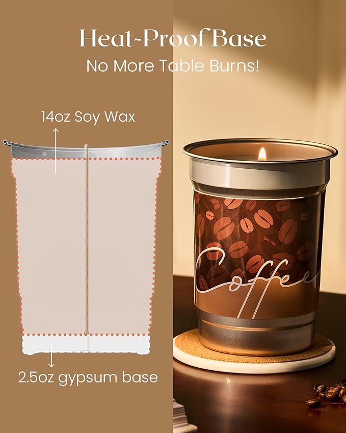 M&SENSE Cappuccino Coffee Scented Candles, Soy Wax 16.2oz 100 Hours Long Lasting Clean Burn, Large Fall Candle for Kitchen, Holiday Aromatherapy Gifts for Coffee Lovers, Cozy Winter Home Decor